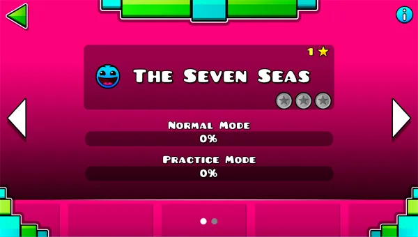 Geometry Dash Meltdown level select screen