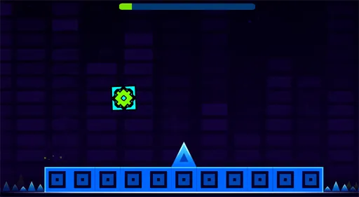 Shape Rush cube jumping over spikes on an auto scrolling track