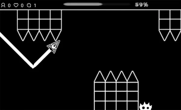 Geometry Dash Black Line tap jump hold gap controls