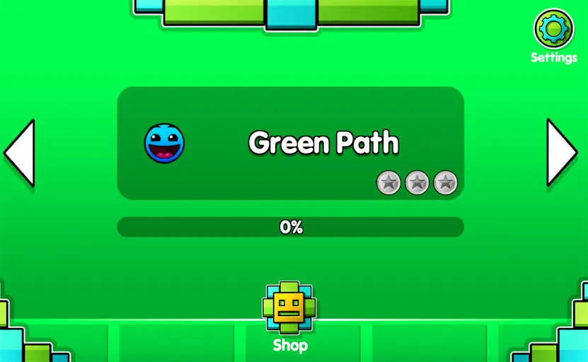 Geometry Dash Dart 2.2 Challenge mode selection screen